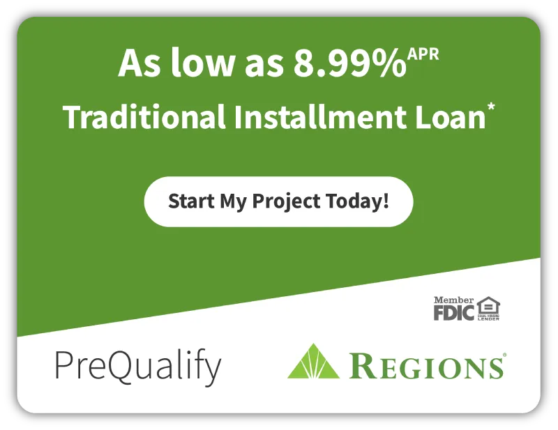 Regions Bank Pre-Qualify infographic, with the words As low as 8.99 percent at the top.