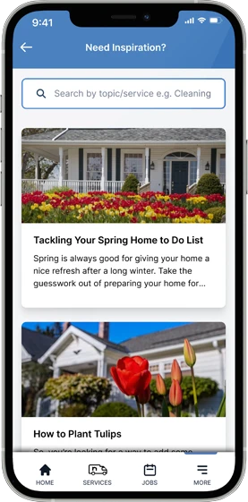Blog posts in the Neighborly app displayed on a smartphone screen.
