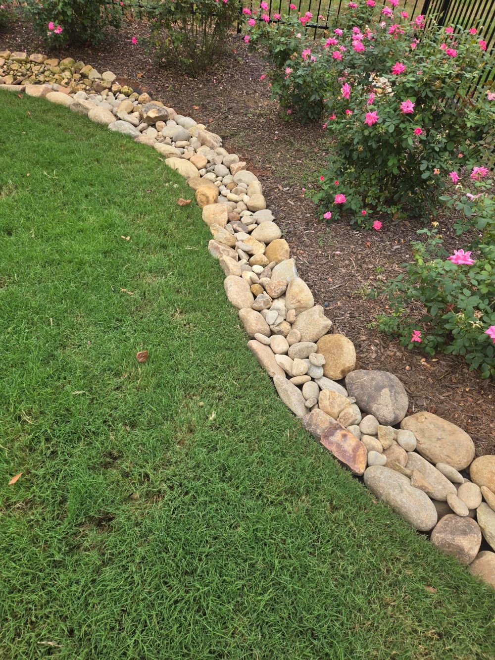 Rock border install in Newnan