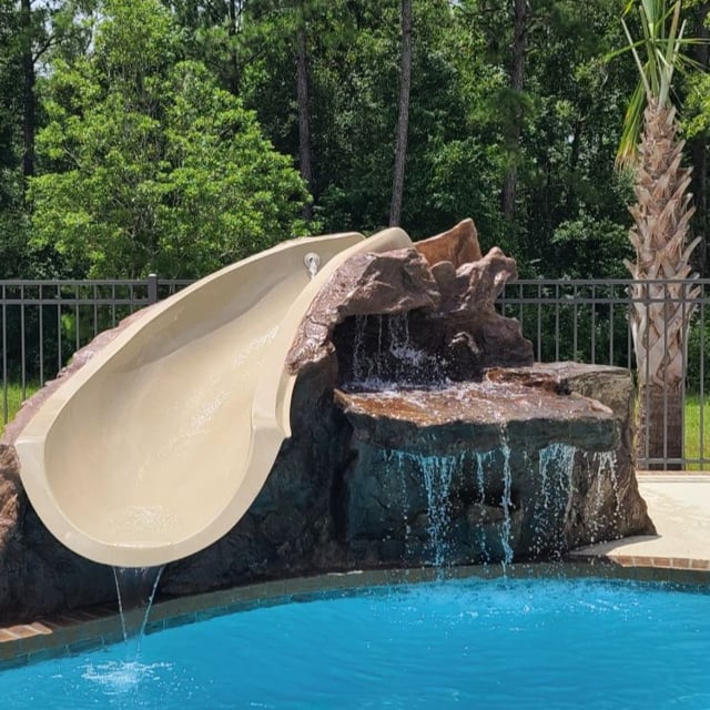 Slide installed for inground pool