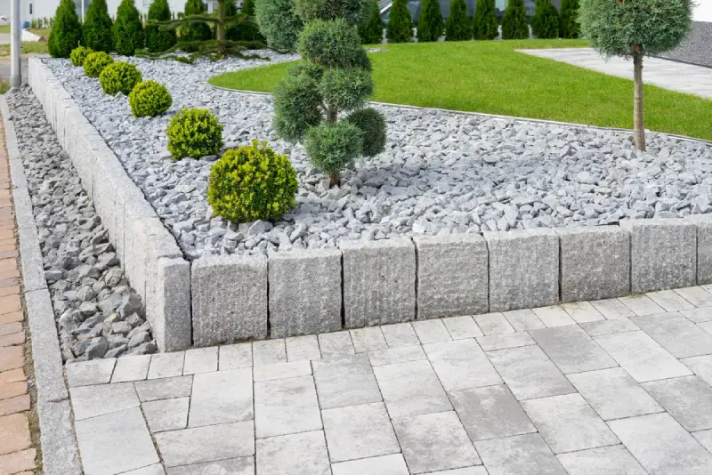 Plant bed with stone landscaping