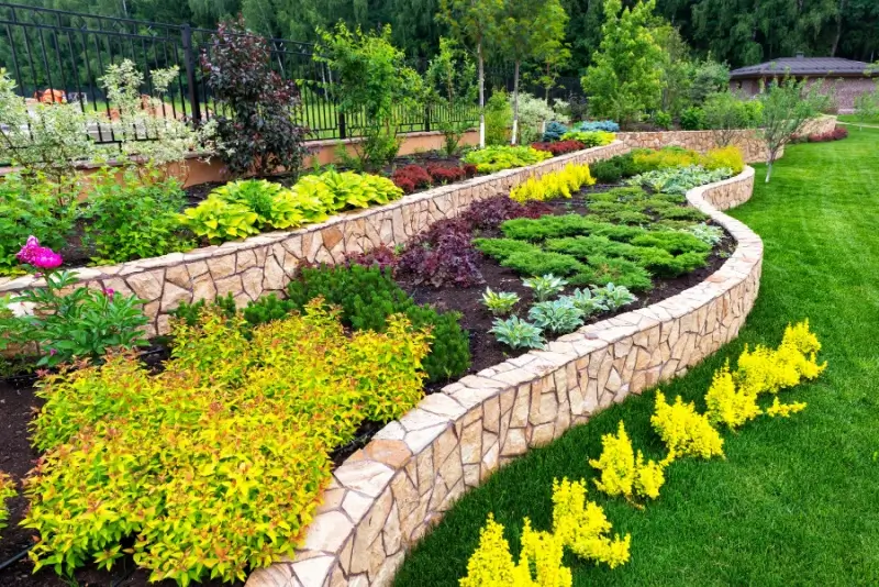 Terraced plant beds.