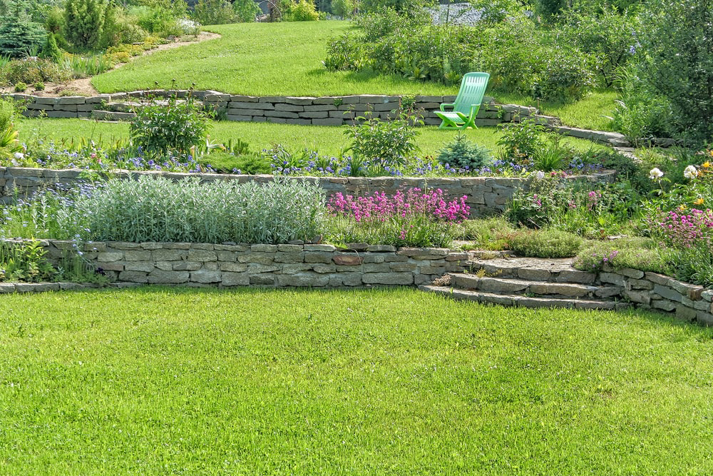 Terracing garden beds in backyard