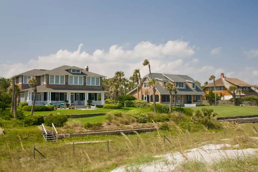 Large homes on the beach in Florida.