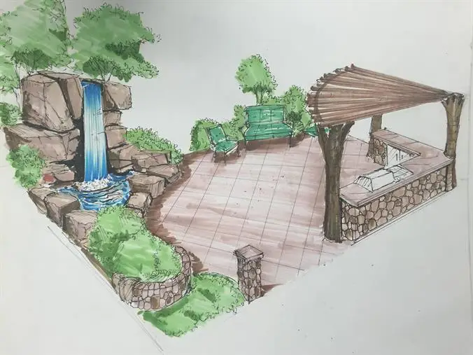 Outdoor landscaping concept drawing