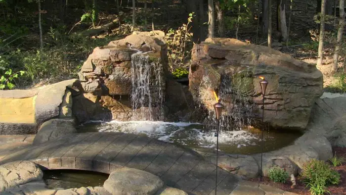 Outdoor landscaping waterfall