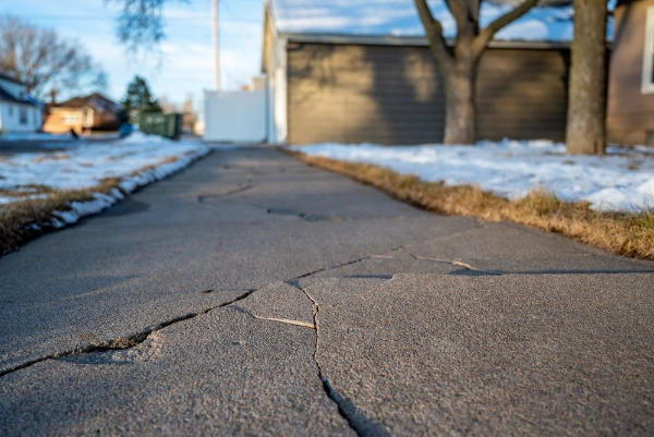Frost heave cracks in driveway